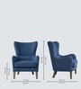Carolina Walnut Finish Boucle fabric Wing Chair In Blue Colour