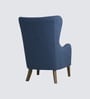 Carolina Walnut Finish Boucle fabric Wing Chair In Blue Colour