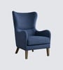 Carolina Walnut Finish Boucle fabric Wing Chair In Blue Colour