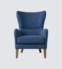 Carolina Walnut Finish Boucle fabric Wing Chair In Blue Colour