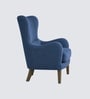 Carolina Walnut Finish Boucle fabric Wing Chair In Blue Colour