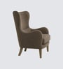 Carolina Walnut Finish Boucle fabric Wing Chair In Brown Colour