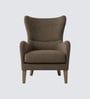 Carolina Walnut Finish Boucle fabric Wing Chair In Brown Colour