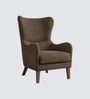 Carolina Walnut Finish Boucle fabric Wing Chair In Brown Colour