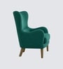 Carolina Walnut Finish Boucle fabric Wing Chair In Green Colour