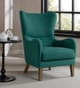 Carolina Walnut Finish Boucle fabric Wing Chair In Green Colour