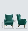 Carolina Walnut Finish Boucle fabric Wing Chair In Green Colour