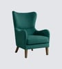 Carolina Walnut Finish Boucle fabric Wing Chair In Green Colour