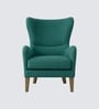 Carolina Walnut Finish Boucle fabric Wing Chair In Green Colour
