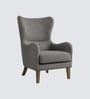 Carolina Walnut Finish Boucle fabric Wing Chair In Grey Colour
