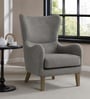 Carolina Walnut Finish Boucle fabric Wing Chair In Grey Colour