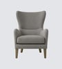 Carolina Walnut Finish Boucle fabric Wing Chair In Grey Colour