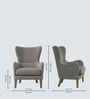 Carolina Walnut Finish Boucle fabric Wing Chair In Grey Colour