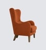 Carolina Walnut Finish Boucle fabric Wing Chair In Orange Colour