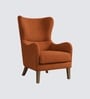 Carolina Walnut Finish Boucle fabric Wing Chair In Orange Colour