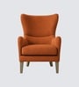 Carolina Walnut Finish Boucle fabric Wing Chair In Orange Colour