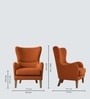 Carolina Walnut Finish Boucle fabric Wing Chair In Orange Colour