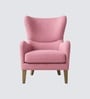 Carolina Walnut Finish Boucle fabric Wing Chair In Pink Colour