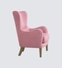 Carolina Walnut Finish Boucle fabric Wing Chair In Pink Colour