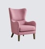 Carolina Walnut Finish Boucle fabric Wing Chair In Pink Colour