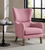 Carolina Walnut Finish Boucle fabric Wing Chair In Pink Colour