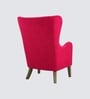 Carolina Walnut Finish Boucle fabric Wing Chair In Red Colour