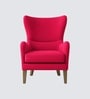 Carolina Walnut Finish Boucle fabric Wing Chair In Red Colour