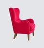 Carolina Walnut Finish Boucle fabric Wing Chair In Red Colour