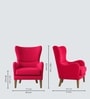 Carolina Walnut Finish Boucle fabric Wing Chair In Red Colour