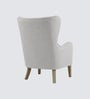 Carolina Walnut Finish Boucle fabric Wing Chair In White Colour