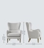 Carolina Walnut Finish Boucle fabric Wing Chair In White Colour