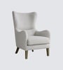Carolina Walnut Finish Boucle fabric Wing Chair In White Colour