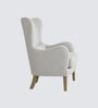 Carolina Walnut Finish Boucle fabric Wing Chair In White Colour