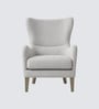 Carolina Walnut Finish Boucle fabric Wing Chair In White Colour