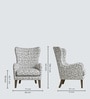 Carolina Walnut Finish Printed Canvas Geometry Wing Chair In White Colour Carolina Walnut Finish Printed Canvas Geometry Wing Chair In White Colour
