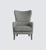 Carolina Walnut Finish Wing Chair Printed Human Canvas Carolina Walnut Finish Wing Chair Printed Human Canvas