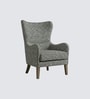 Carolina Walnut Finish Wing Chair Printed Human Canvas Carolina Walnut Finish Wing Chair Printed Human Canvas