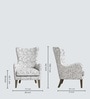 Carolina Walnut Finish Printed Human Canvas Fabric Wing Chair In White Colour