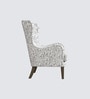 Carolina Walnut Finish Printed Human Canvas Fabric Wing Chair In White Colour