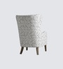 Carolina Walnut Finish Printed Human Canvas Fabric Wing Chair In White Colour