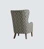 Carolina Walnut Finish Printed Infinity Grid Fabric Wing Chair In Green Colour
