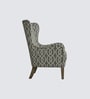 Carolina Walnut Finish Printed Infinity Grid Fabric Wing Chair In Green Colour