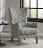 Carolina Walnut Finish Printed Infinity Grid Fabric Wing Chair In Green Colour
