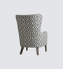 Carolina Walnut Finish Wing Chair With Printed Infinity Grid  In White Colour