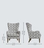 Carolina Walnut Finish Wing Chair With Printed Infinity Grid  In White Colour