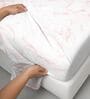 Carrara Marble Lt Pink Printed 400 TC Cotton Super King Sized Bedsheet with 2 Pillow Covers