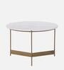 Hynde Round Marble Top Coffee Table In Brass Finish With Marble Top