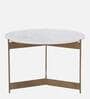 Hynde Round Marble Top Coffee Table In Brass Finish With Marble Top