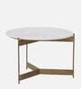 Hynde Round Marble Top Coffee Table In Brass Finish With Marble Top