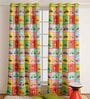Multicolor Kids Satin 7 Ft Blackout Eyelet Kids Door Curtain